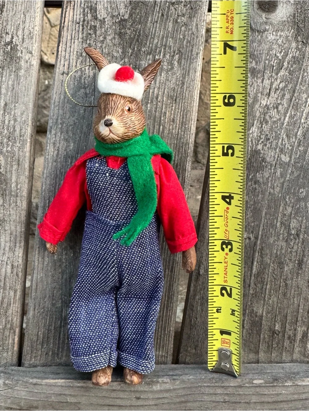 Vintage Silvestri Porcelain Bisque Bunny Rabbit Christmas Ornament